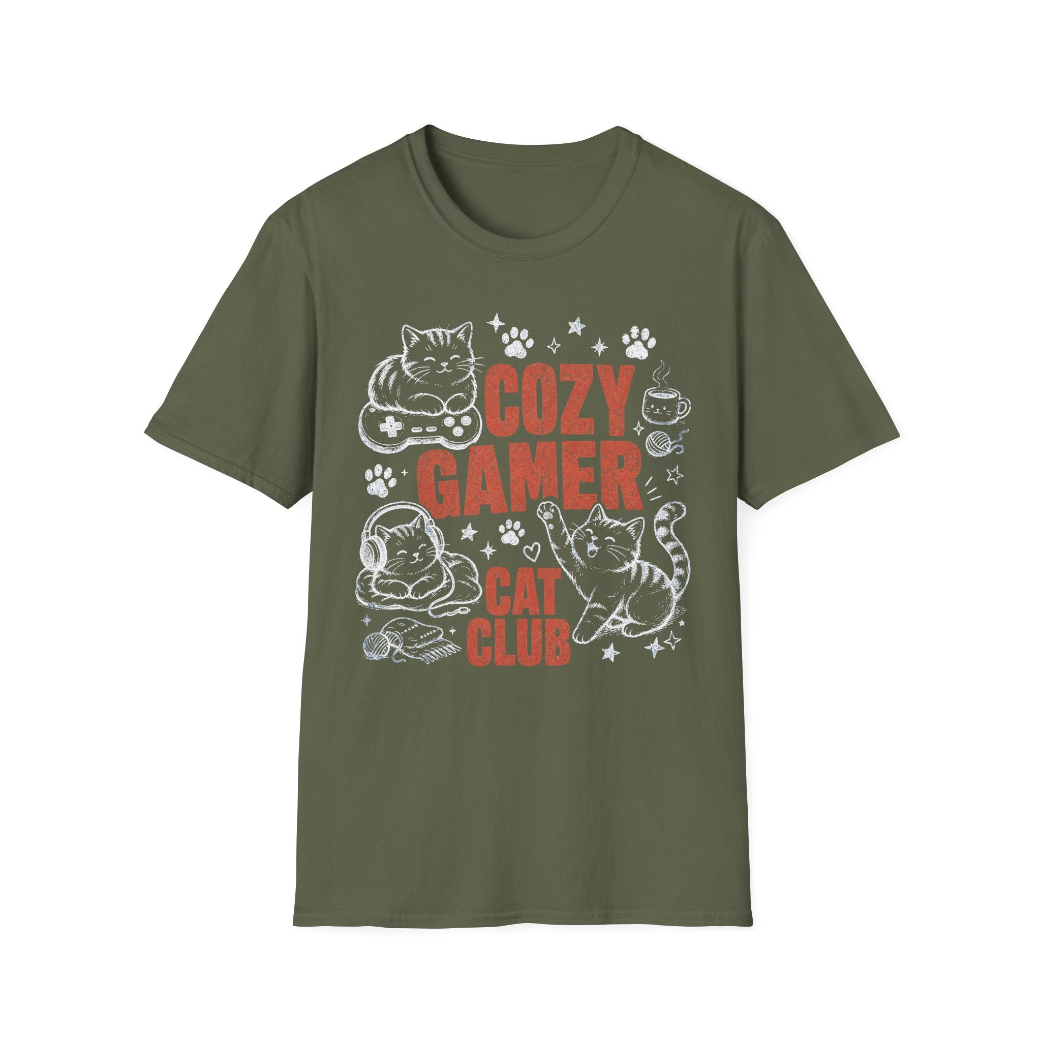 Cozy Gamer Cat Club T-SHIRT