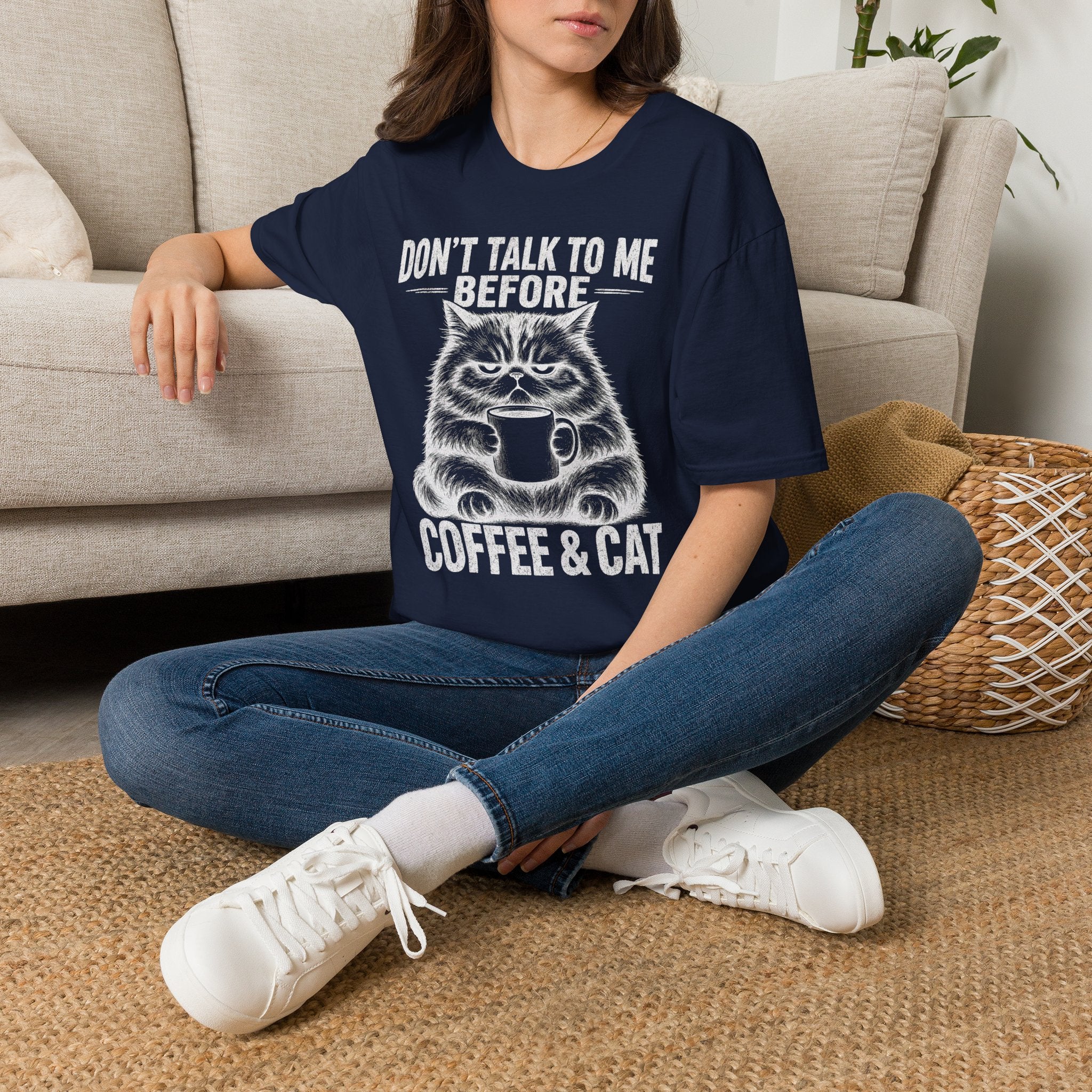 Dont Talk To Me Before Coffee And Cat T-SHIRT