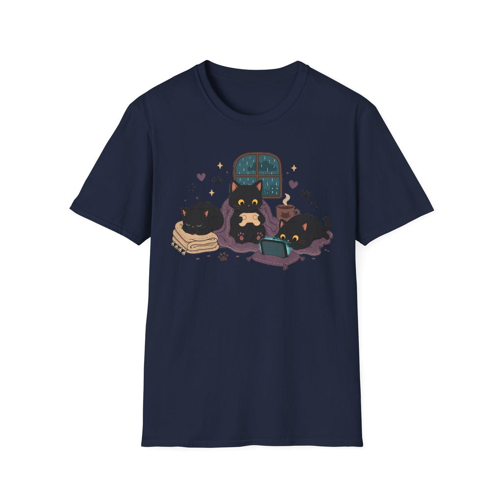 Rainy Night Gamer Cats T-shirt
