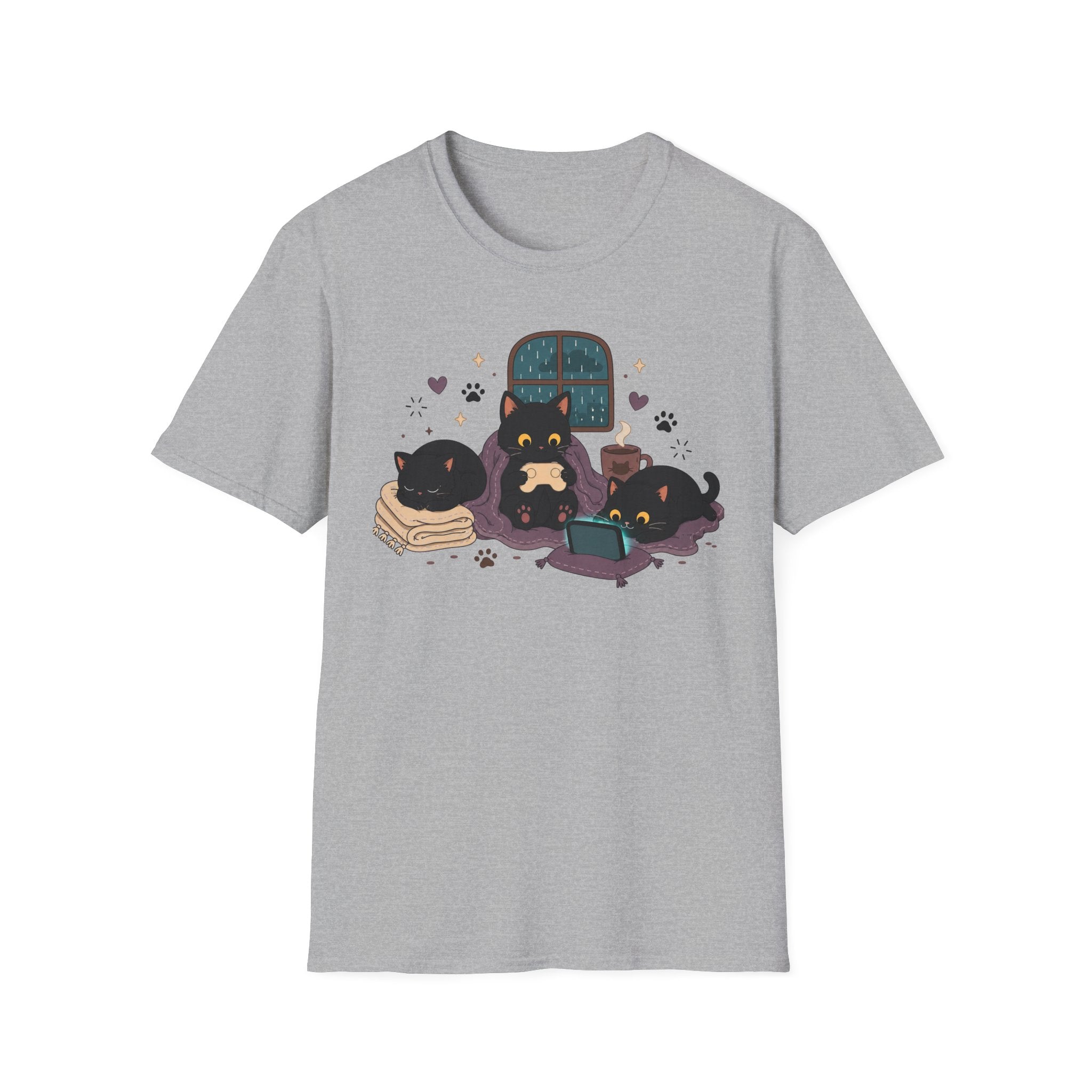 Rainy Night Gamer Cats T-shirt