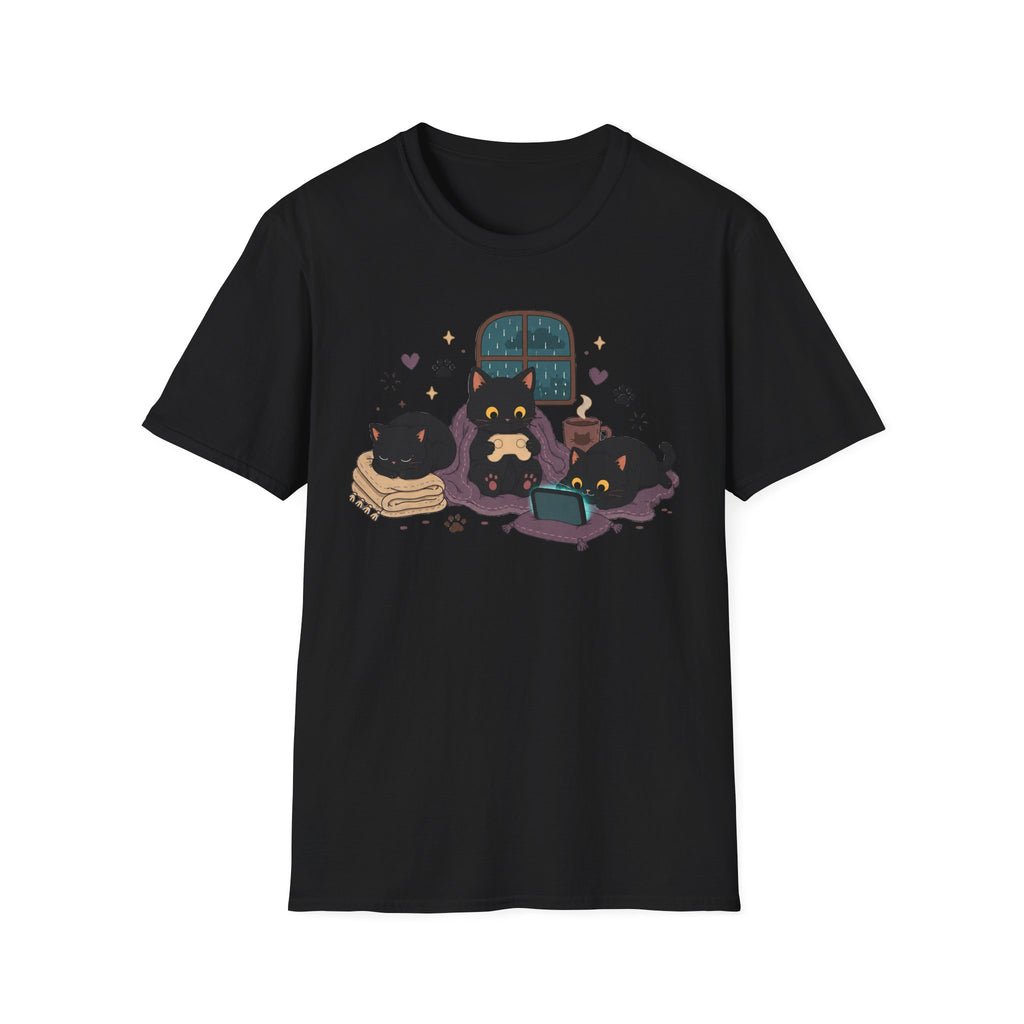 Rainy Night Gamer Cats T-shirt