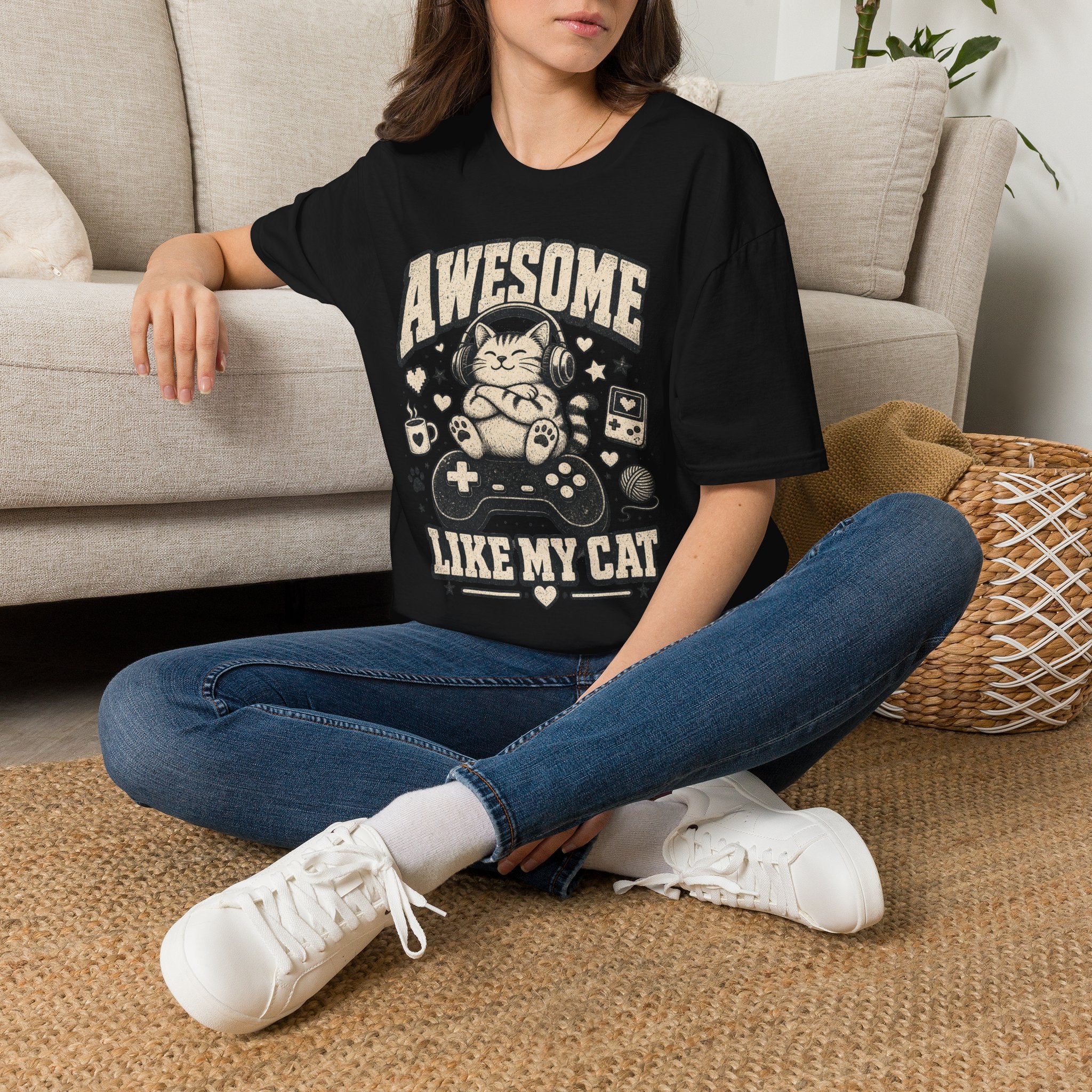 Cozy Gamer Cat Approval Stamp T-SHIRT