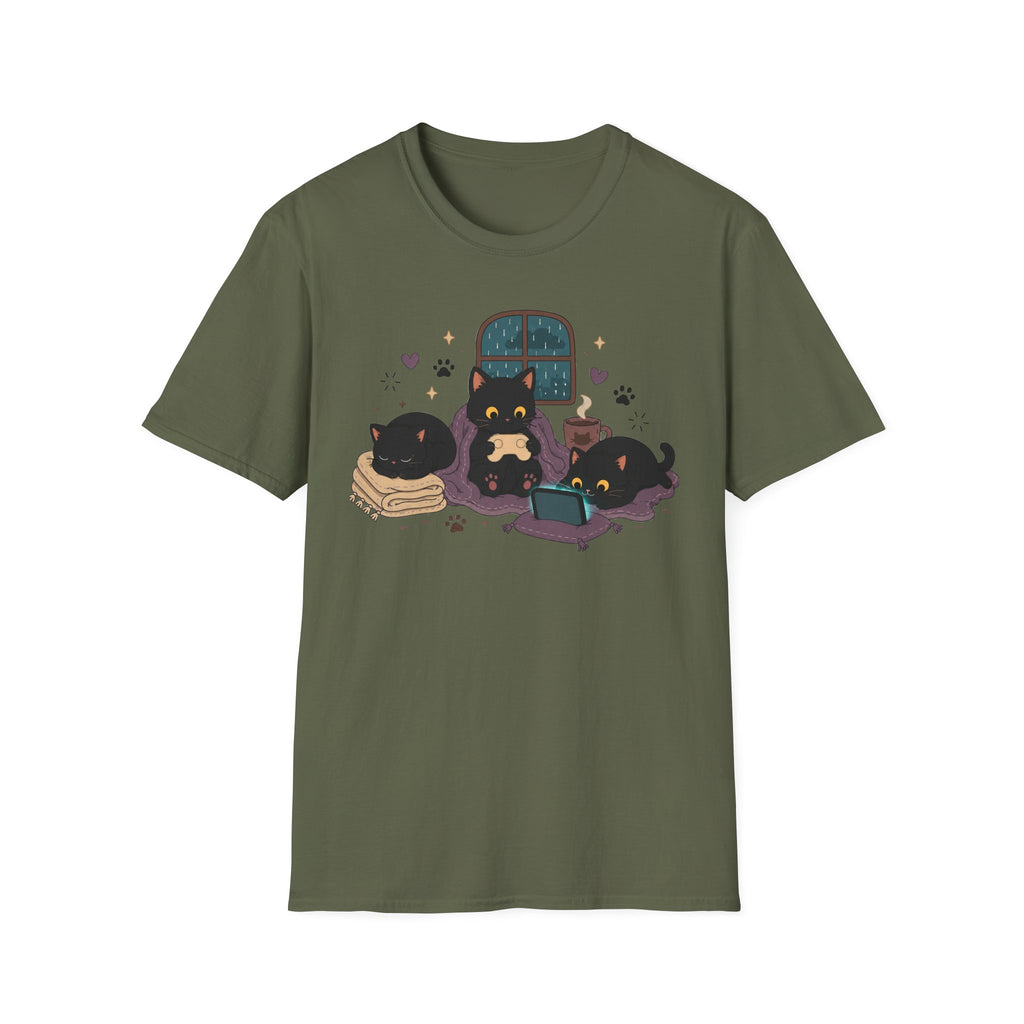 Rainy Night Gamer Cats T-shirt
