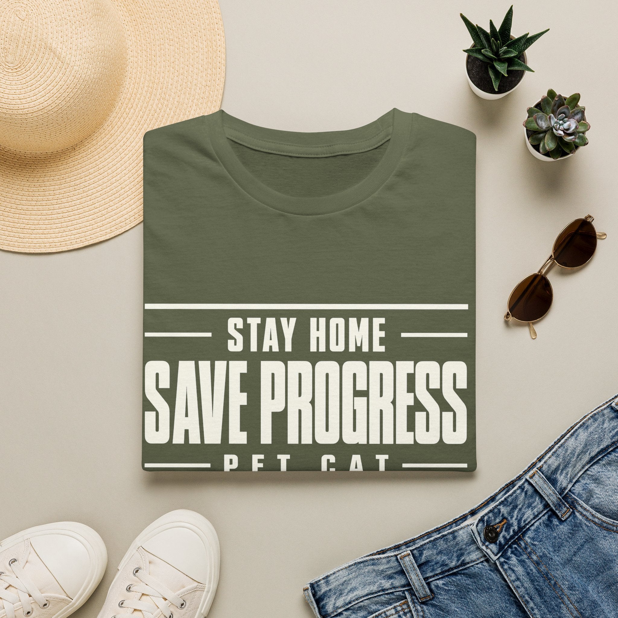 Stay Home - Save Progress - Pet Cat T-shirt