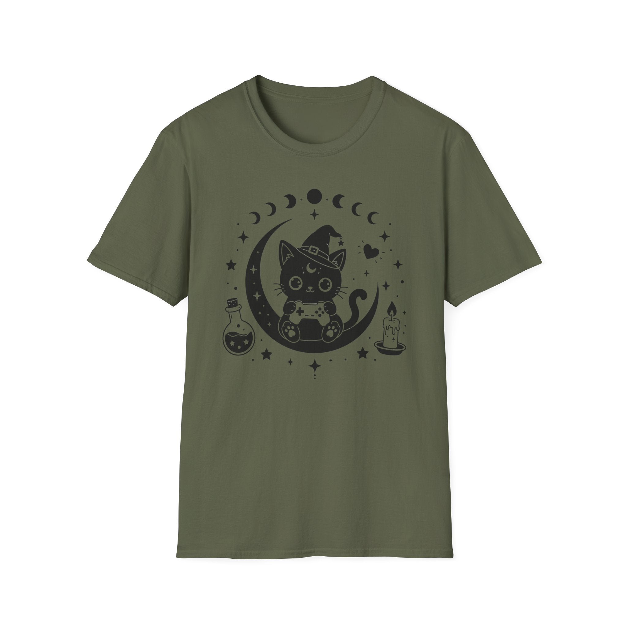 Witchy Familiar Gamer Cat T-shirt