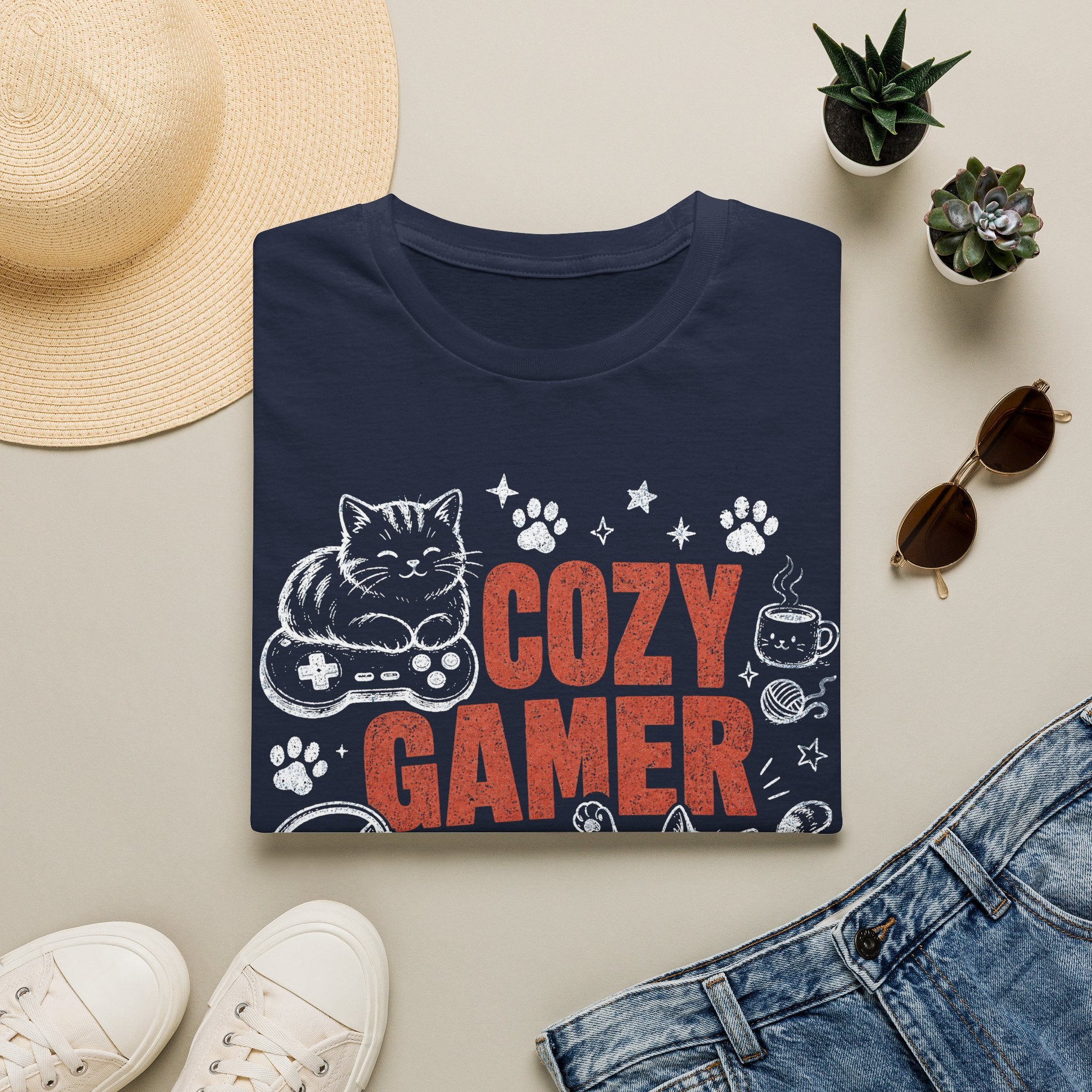 Cozy Gamer Cat Club T-SHIRT