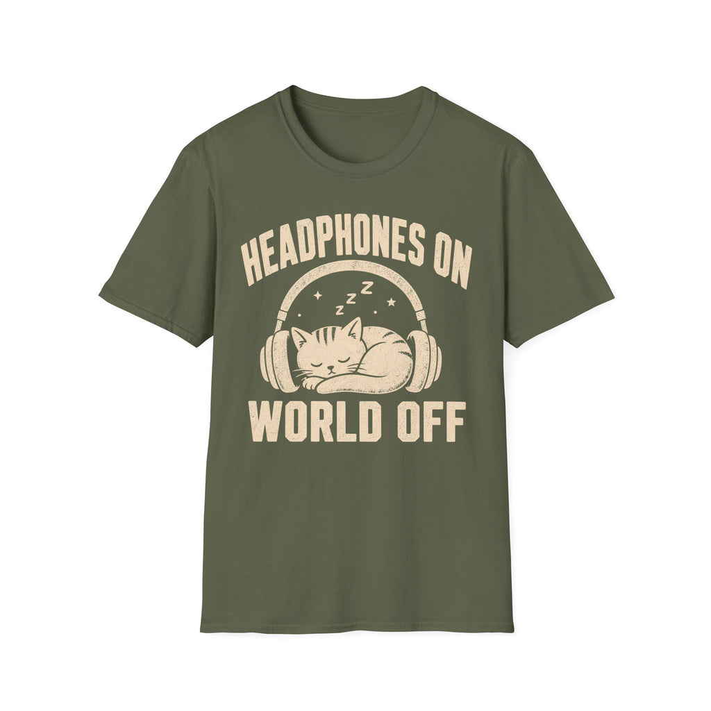 Headphones On World Off T-SHIRT