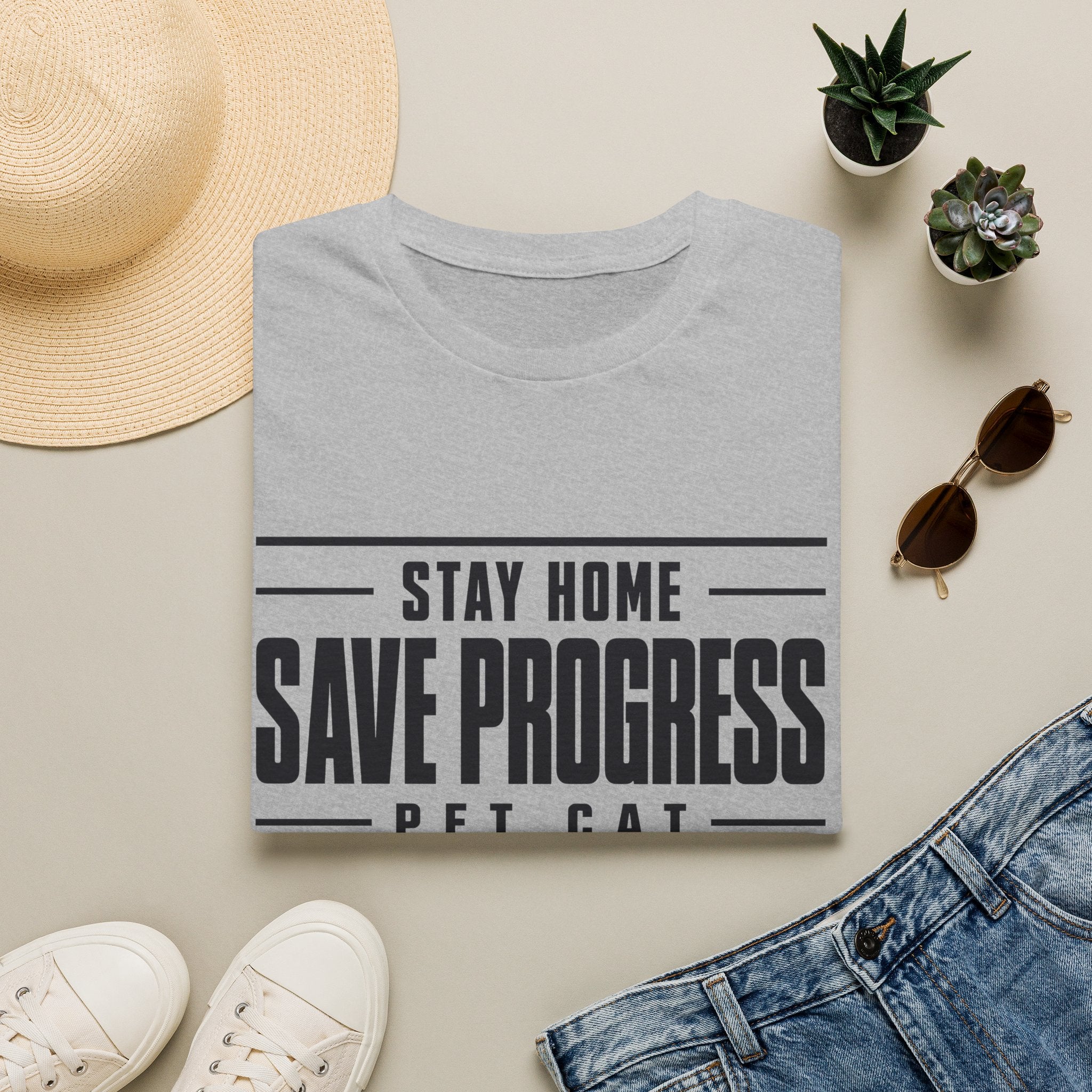 Stay Home - Save Progress - Pet Cat T-shirt