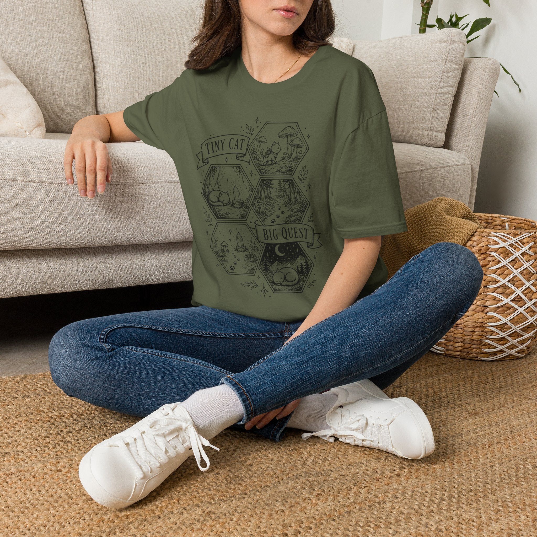Tiny Cat Big Quest T-SHIRT