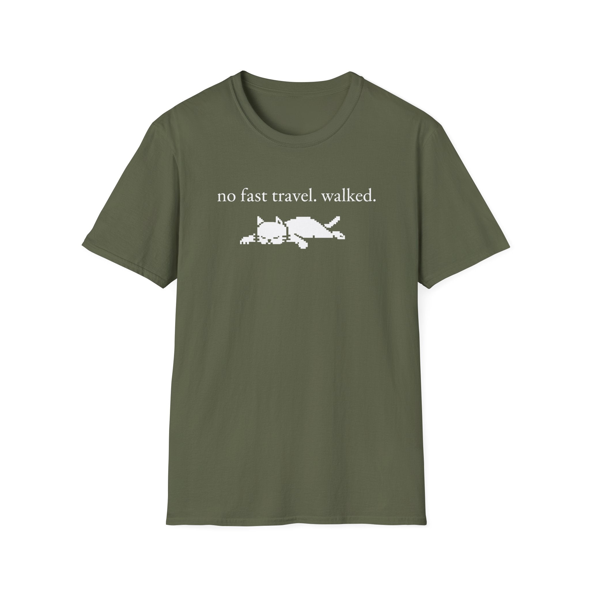 no fast travel. walked. T-shirt