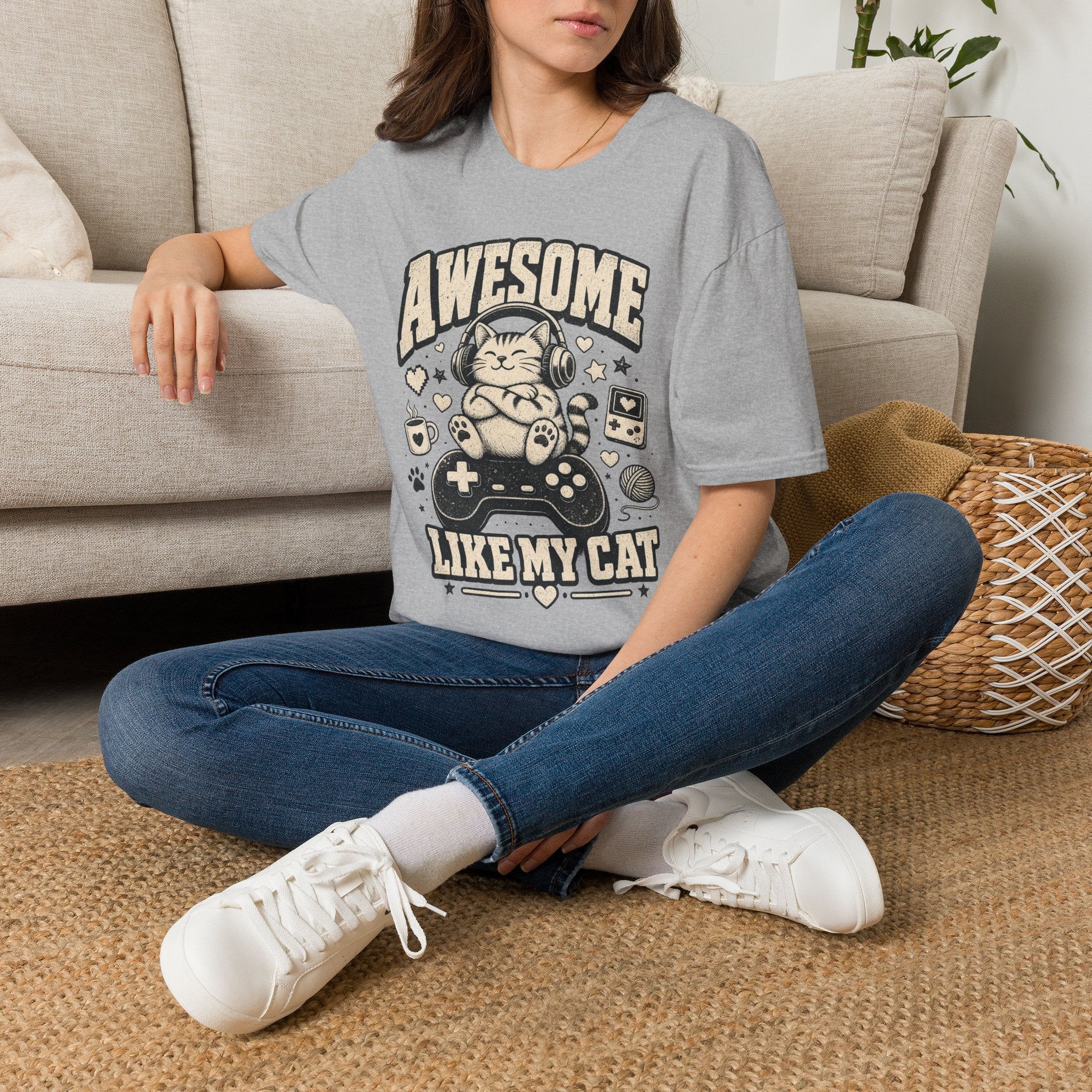 Cozy Gamer Cat Approval Stamp T-SHIRT
