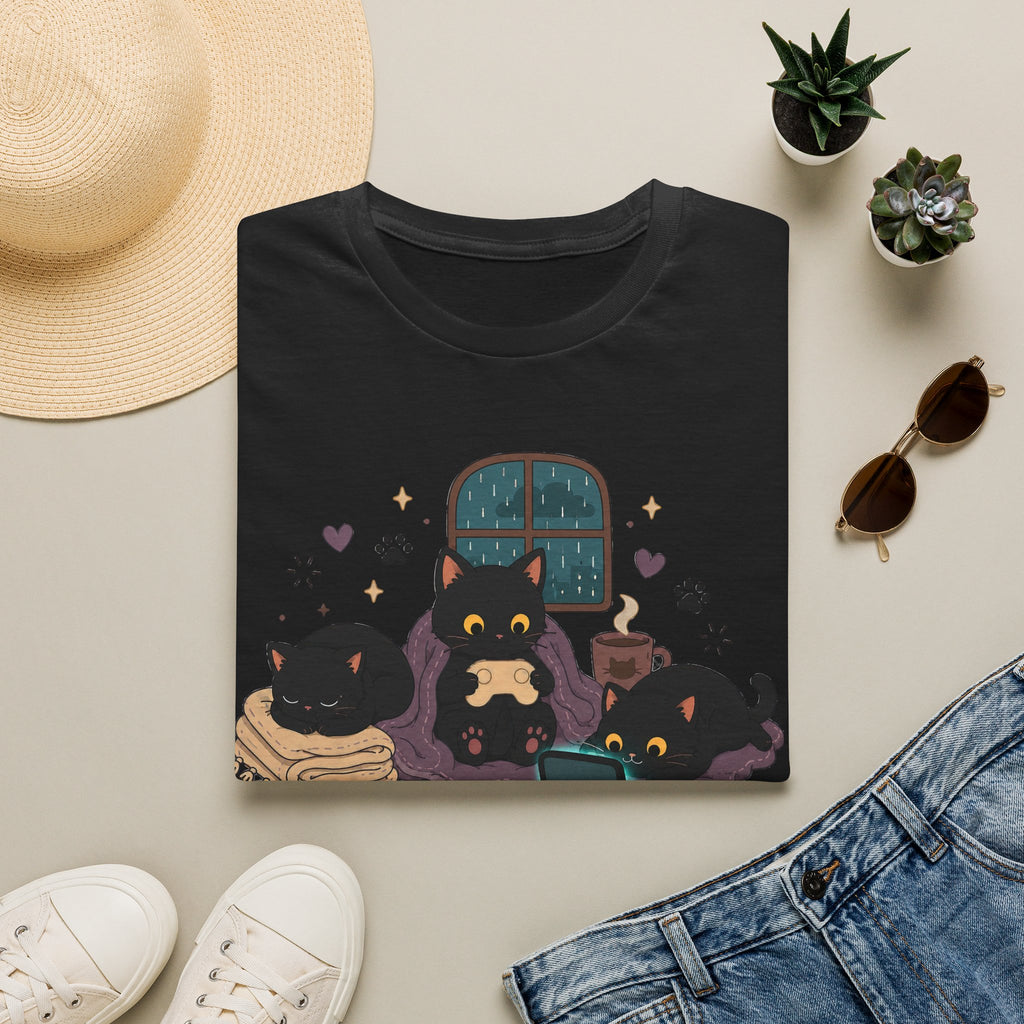 Rainy Night Gamer Cats T-shirt
