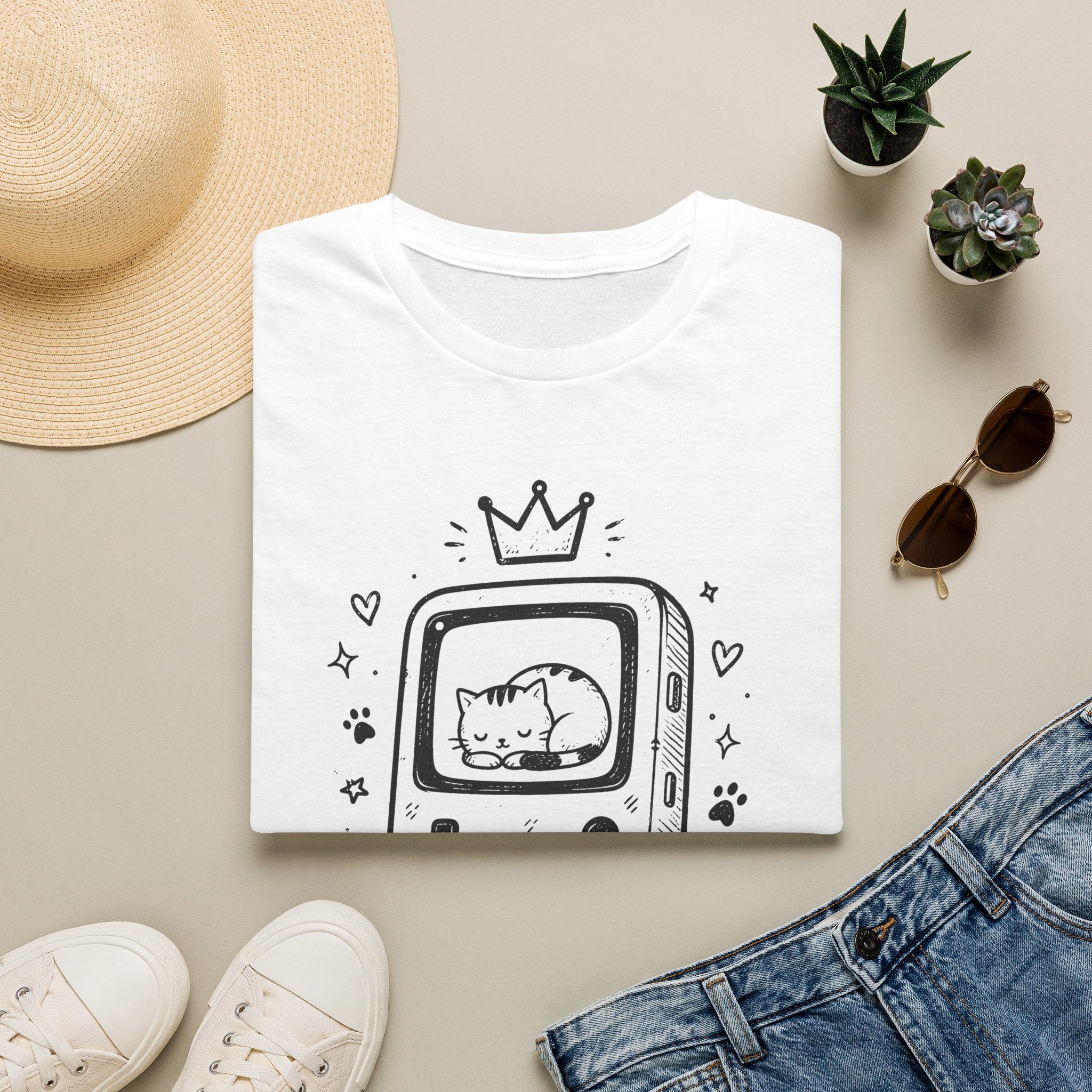 Crowned Cozy Handheld Cat T-shirt