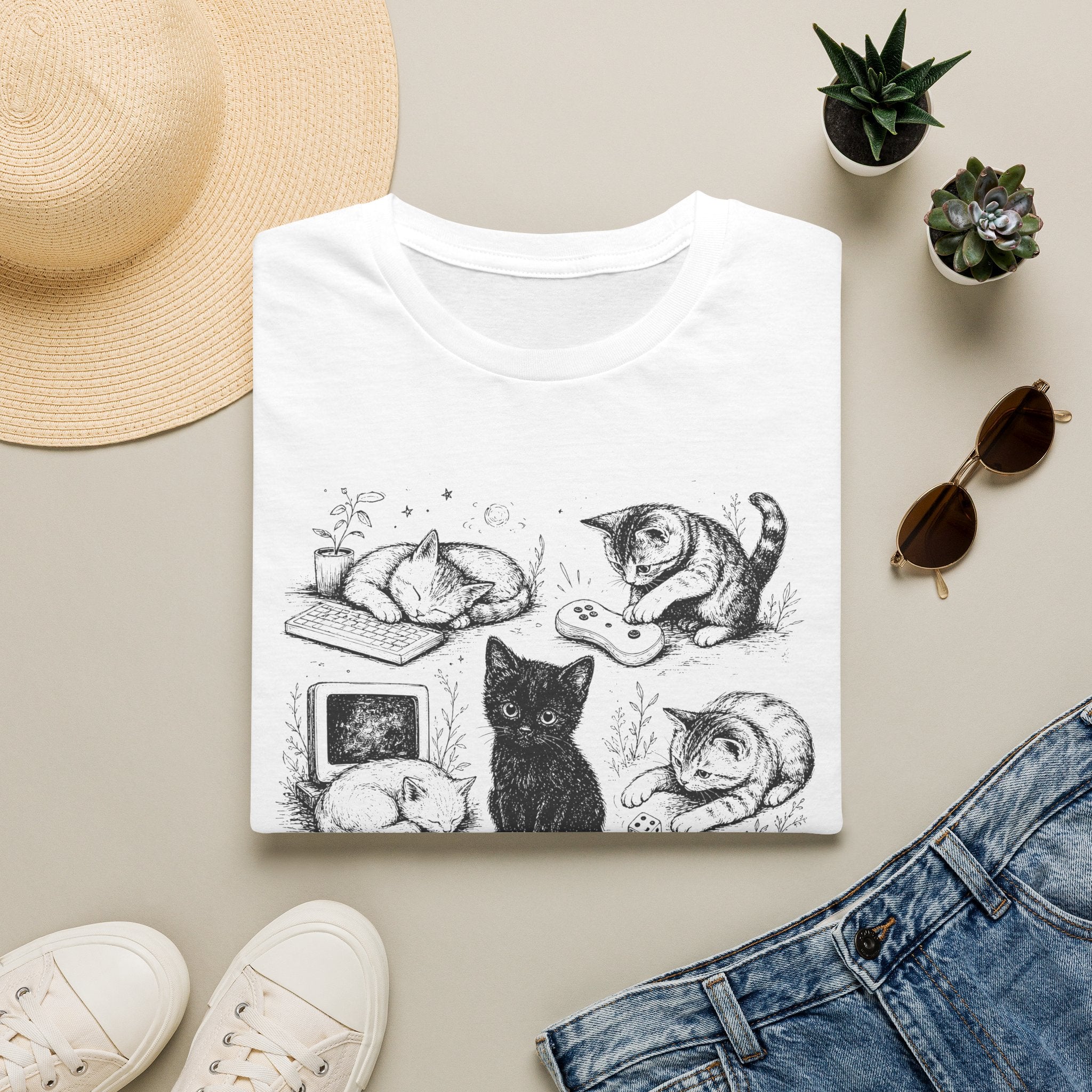 Tiny Gamer Cat Field Notes T-SHIRT