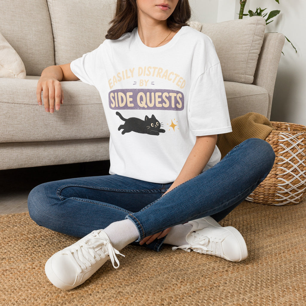 Easily Distracted By Side Quests - Cat Sparkle T-SHIRT