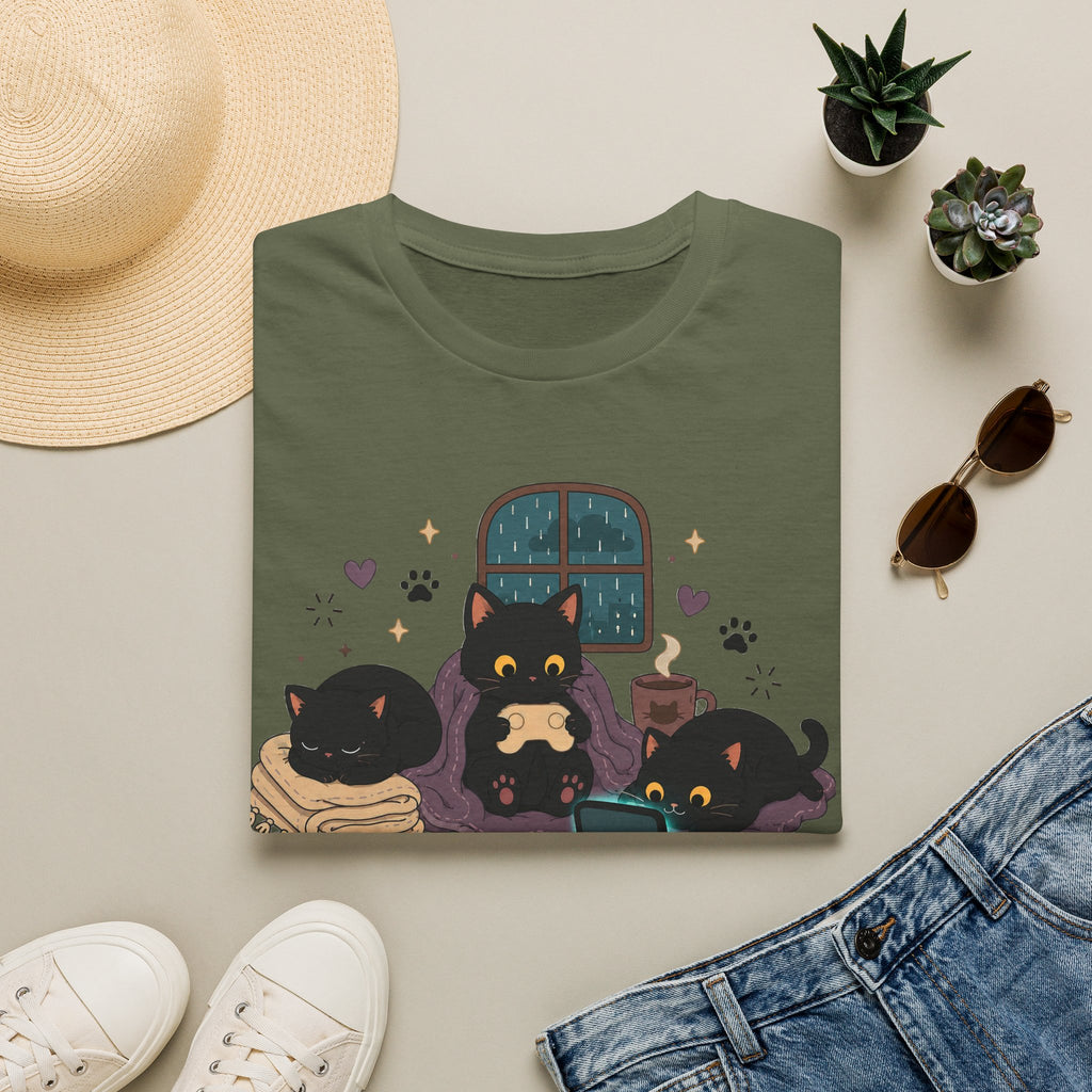Rainy Night Gamer Cats T-shirt