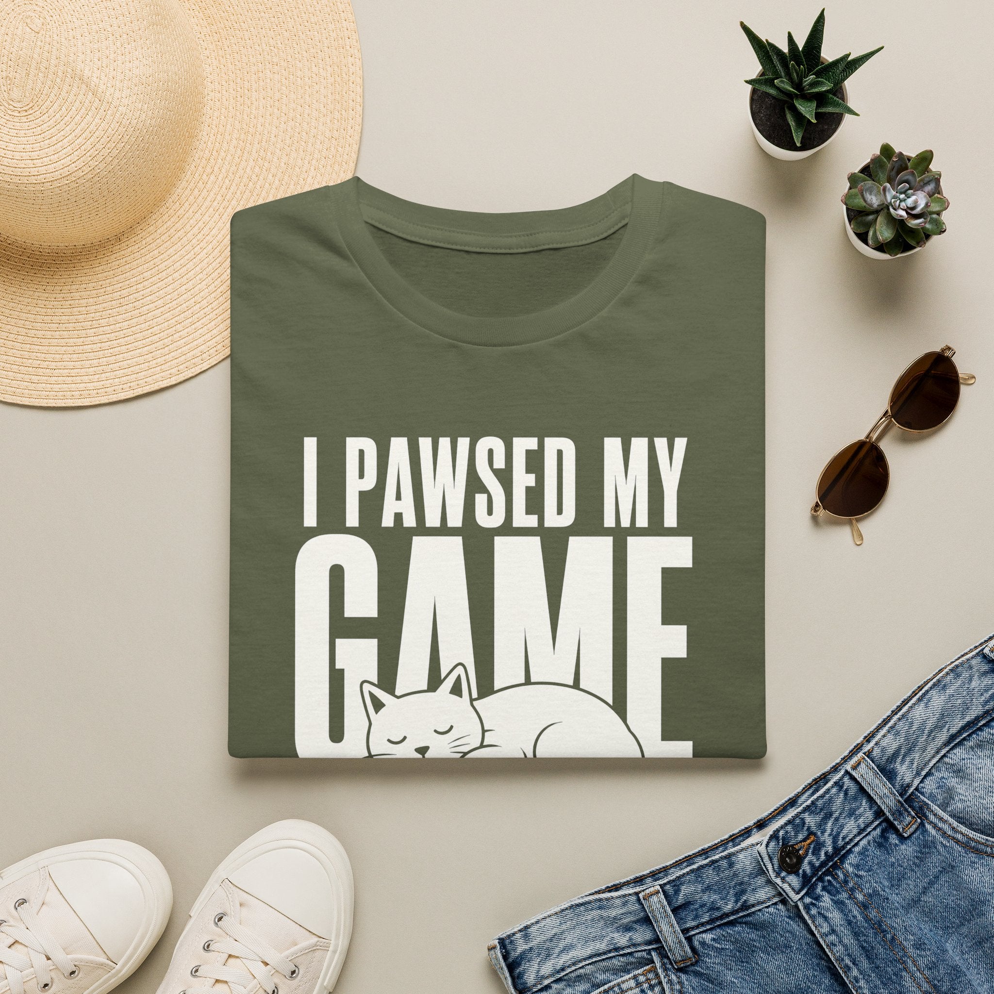 I Pawsed My Game For The Cat T-shirt
