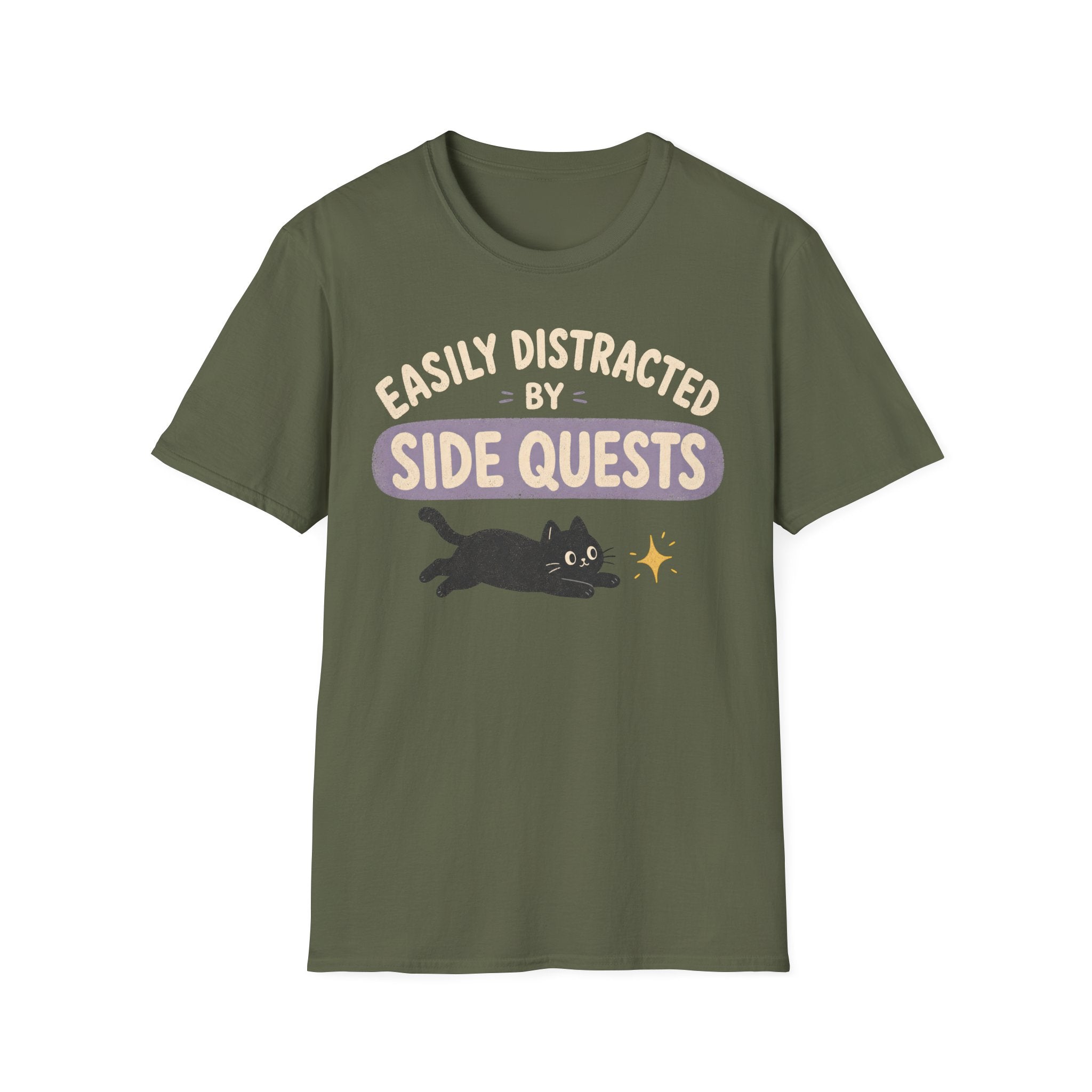 Easily Distracted By Side Quests - Cat Sparkle T-SHIRT