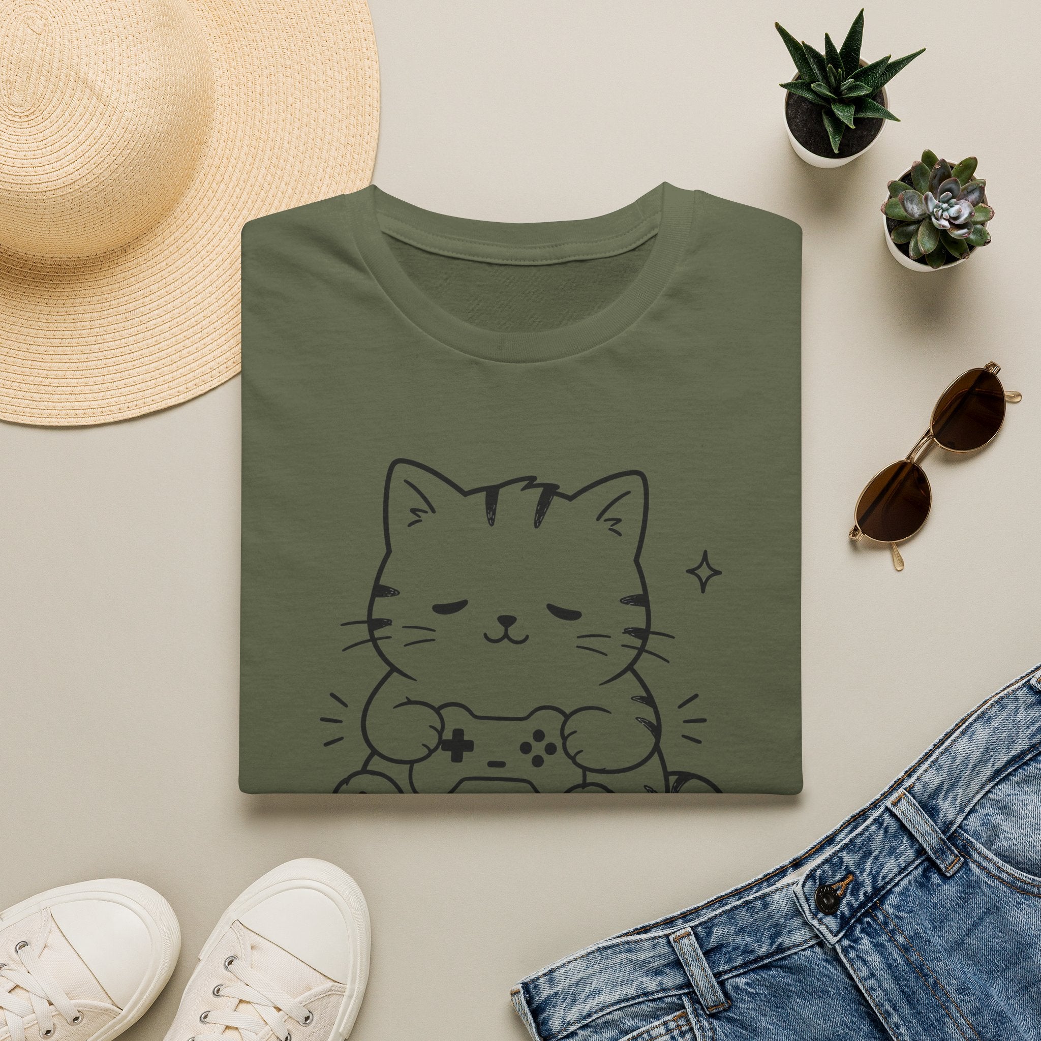 Sleepy Player Cat T-shirt