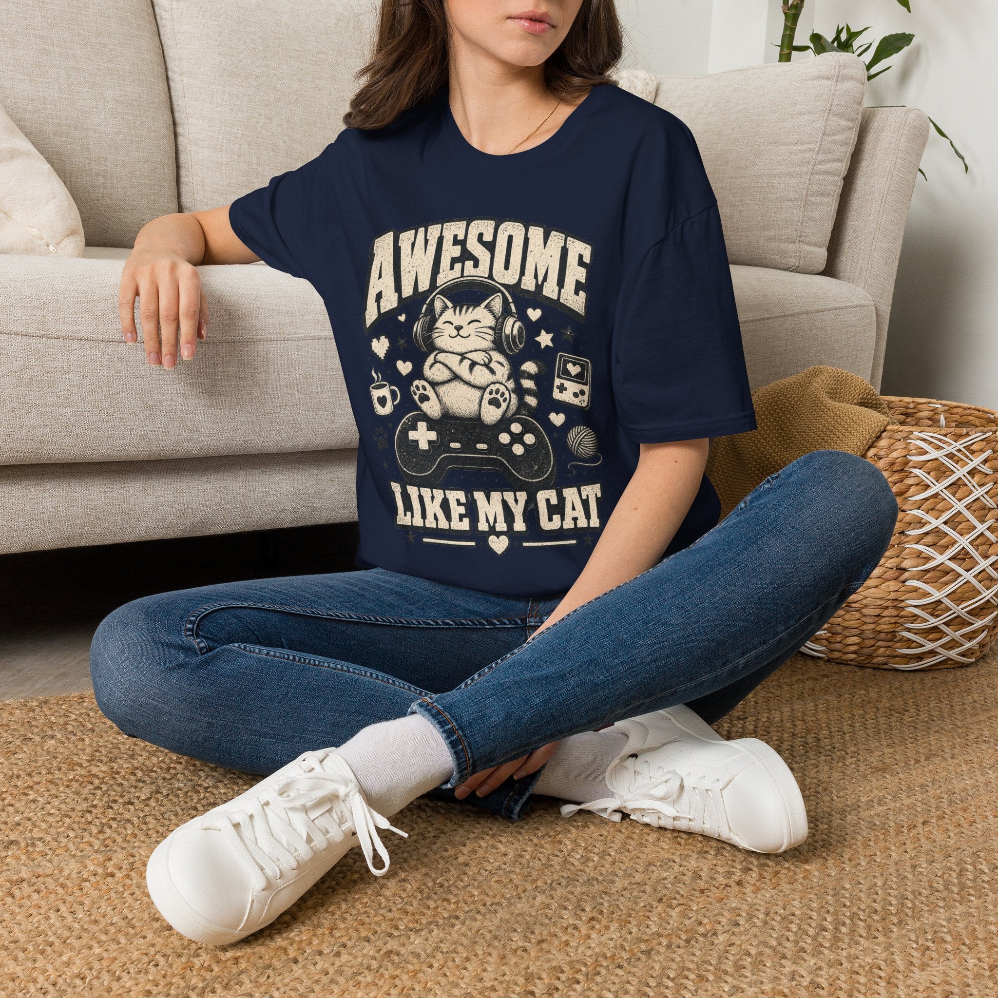 Cozy Gamer Cat Approval Stamp T-SHIRT