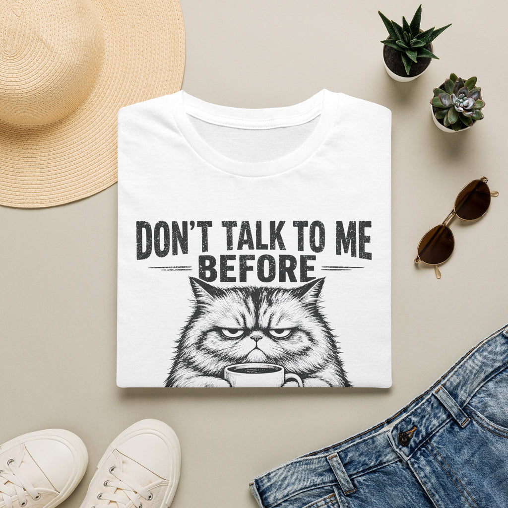 Dont Talk To Me Before Coffee And Cat T-SHIRT