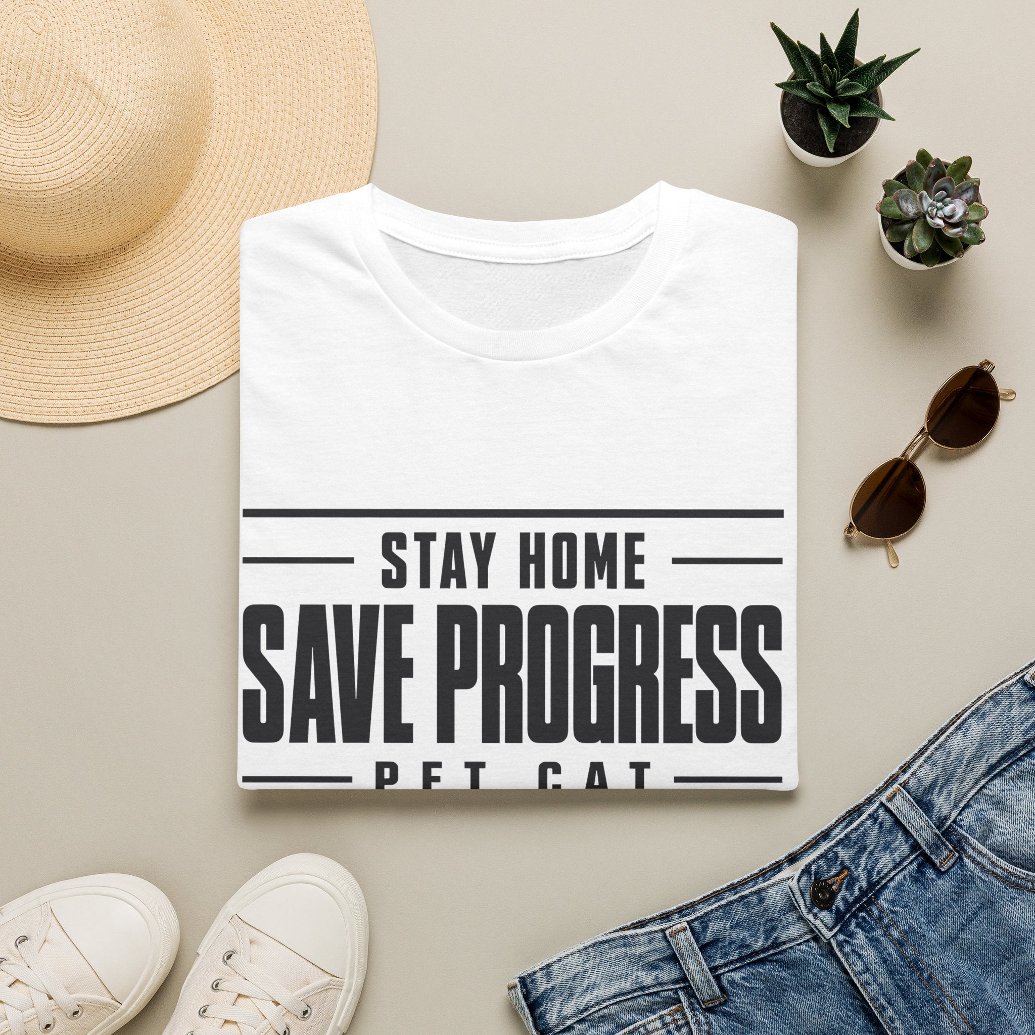 Stay Home - Save Progress - Pet Cat T-shirt