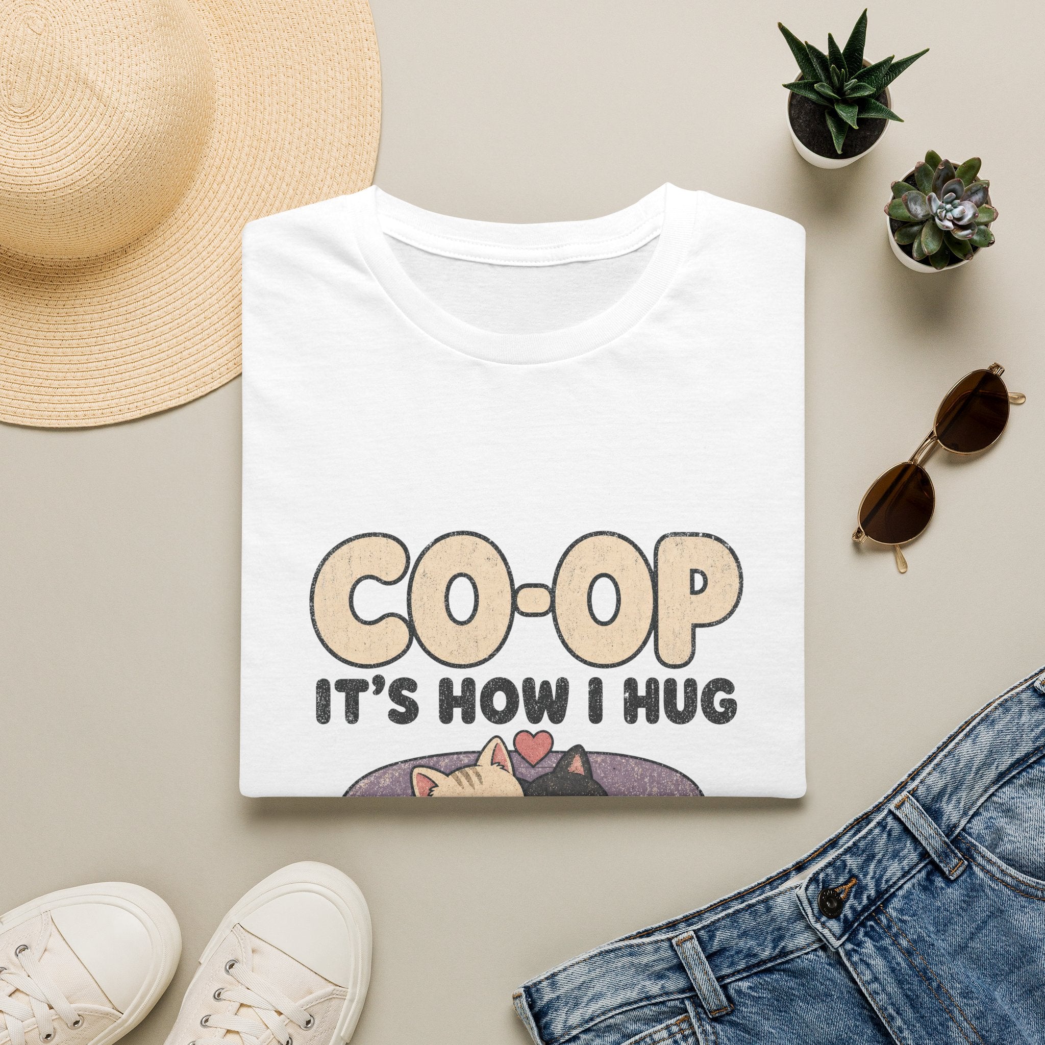 Co-Op Its How I Hug - Two Cats Couch T-SHIRT